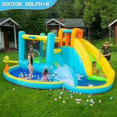 에어바운스 대형 야외 워터 슬라이드 미끄럼틀 실내 물놀이 놀이터, U타입455x370x215cm, 1개