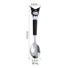 Kuromi 不銹鋼兒童湯匙 學生便攜餐具, 推薦-【五款顏色混搭組合】銷量最佳,【一支原價裝】, 1個