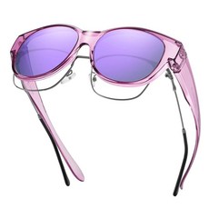 GEGURI 여성용 및 남성용 안경 편광 선글라스 스타일리시한 캣아이 디자인 선글라스 100% 자외선 차단 투명 핑크 프레임 나이트 비전 렌즈 155375, 투명 퍼플 프레임 퍼플 렌즈