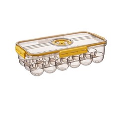 冰箱保鮮盒 雞蛋收納盒 18/24格 密封保鮮 帶計時器, 黃, 1個