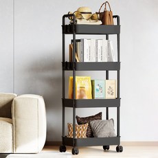 OYEAH 3단 수납 선반, 블랙4단, 4단