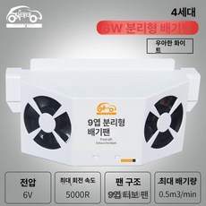 3팬 강력송풍 태양광 발전 차량용환풍기 차량용선풍기 담배냄새 배출 태양열 환기팬, 기본 색상, 디럭스 터빈 9날 선풍기