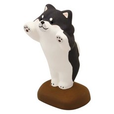 龍虎堂 日本緣起物 兔子貼牆系列擺飾, 1個, 黑柴犬