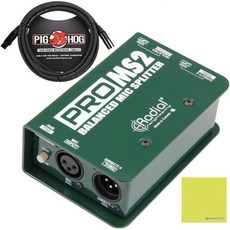 Radial Engineering ProMS2 패시브 양방향 마이크 스플리터 번들(돼지 호그 케이블 및 액체 오디오 연마 천 포함)