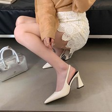 Zoovit 여성 편안한 펌프스 힐 뾰족 슬링백 구두 8cm