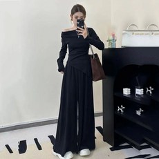 여성투피스 여성세트 맨투맨 티 + 와이드팬츠 블라우스 여성바지 루즈핏 VDV260303226 27