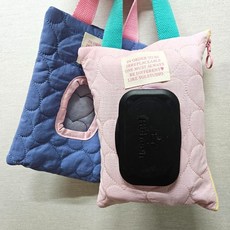2컬러 누빔 물티슈 파우치 기저귀가방 출산 외출, 핑크