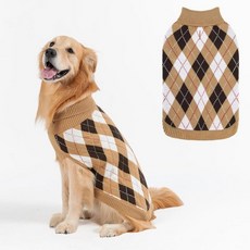 PAWCHIE 소형견에서 중형견을 위한 목줄 구멍이 있는 강아지 스웨터 클래식 니트 터틀넥 추운 날씨용 부드러운 풀오버 니트웨어 반려동물 겨울 따뜻한 옷 여아 남아용 홀리데, 베이지_145118