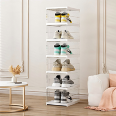 니렌스 투명 원터치 접이식 신발장 다용도 수납장, 6단