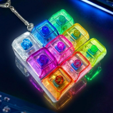 키캡 키보드 테트리스 키링 LED 9구 피젯 딸깍이, 1개, 투명
