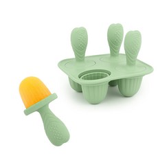 硅膠嬰兒冰淇淋雪糕模具可冰鎮寶寶磨牙輔食器咬咬樂出牙冰棒2024, C款(墨綠)-底盤+直柄把手:磨牙冰棒