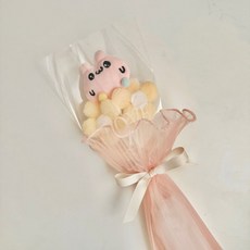 토끼 인형 귀여운 인형꽃다발 한송이 양모꽃 졸업식 발표회 선물 완제품 조화꽃다발, 1개, 핑크