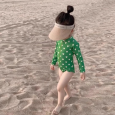 女童連體長袖泳裝
