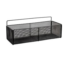 MONACO OLIVE 現代鐵製網籃安心置物架 大, 黑色, 1個