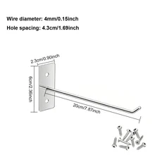 5-25개 홀보드 후크 스틸 펜던트 사선 걸이형 하드웨어 도구 망치/펜치 벽걸이 50/100/150/200mm 보관 랙, 01 5pcs, 04 20cm