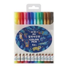 문교 사파리 수성사인펜 12색 칼라 사인펜 미술용 수성펜