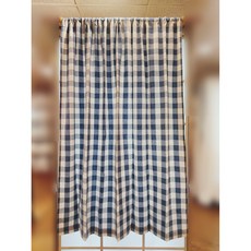 모던하우스 리사이클 체크 면 봉집형 반창문커튼 140X160 라이트네이비 BL3325002