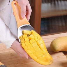 DOA 주방 스텐 망고 슬라이서 수박 커터 스테인리스 과일 도구, 망고 껍질 벗기기 도구 1개