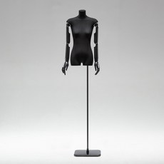 黑色扁身模特道具平胸韓版半身櫥窗陳列女裝服裝店模特展示架全身櫥窗模特兒 擺攤人檯模特兒 人形模特兒, 黑扁身/黑色加厚方板/黑色手