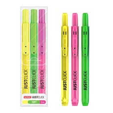 [감동] 똑딱이 형광펜, 1개, 3색