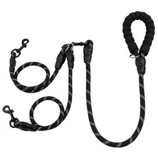 엉킴 방지 강아지 2in1 회전식 리드줄, 1개, 블랙