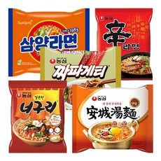 베스트 봉지라면 5종세트 (신라면+짜파게티+너구리+삼양라면+안성탕면), 단품, 5개, 125g