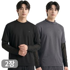 아소트 남성 냉감 반목 쿨티 프리미엄 일체형 토시티셔츠 골프 아웃도어 등산 작업복 2장세트