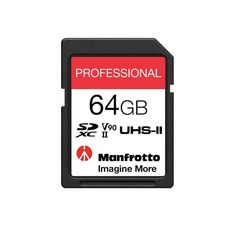 Manfrotto 64GB SD 프로페셔널 메모리 카드 UHS-II V90 U3 280 MB/s 읽기 250MB/s 쓰기 디지털 반사 카메라 및 비디오 카메라용 이미지