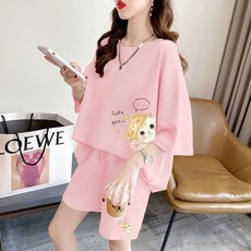 RORO 女款 短袖圓領印花休閒套裝