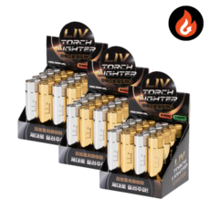 편의점 판매용 국내개발 리브(LIV) 메탈토치 라이터 고급터보, 금은장, 48개