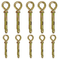 10개 앵커 아이 볼트 벽 확장 강철 플러그 볼트 고정 아이 볼트 링이있는 긴 아이 볼트 앵커 링 나사 고강도 앵커 플러그 아이 후크가있는 강철 앵커 볼트 (M6 M8)