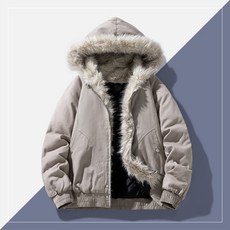 情侶寬鬆毛領棉衣 - 秋冬百搭休閒防風保暖加厚短版棉外套