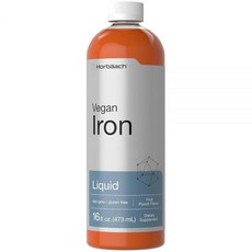 Horbaach 호바흐 Horbäach 철분 보충제 액체 | 400ml(16온스) 비건 및 채식주의자 포뮬러 GMO 프리 글루텐, 400ml, 1개