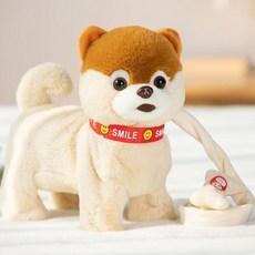 電動小狗 會走路唱歌 仿真毛絨玩具, 1個, 【米白博美】120首歌曲電池款