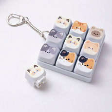 NAMU NEST 고양이 키캡 키링 9구 키보드 키링, 1개, 혼합색상 1개, 혼합색상