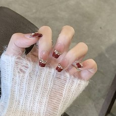 FAINAL SENSE 착용형 인조네일 고급스러운 착용형 인조네일 네일팁 가죽 네일, 1개, SG831-S