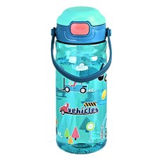 兒童吸管水壺 附提把, 藍綠工程車, 1個, 550ml