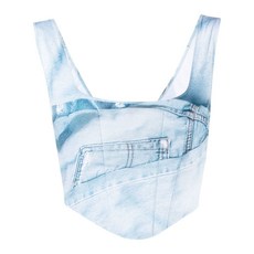 나타샤진코 데님 프린트 코르셋 탑