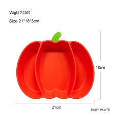 兒童吸盤式南瓜造型硅膠餐盤 母嬰用品餐具, 橘紅色, 1個