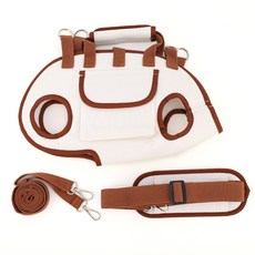 新款寵物揹包狗狗外出便攜手提四腳包牽引繩三件套單肩斜挎包透氣, 1個, 米棕色