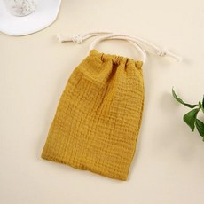 아동용 더블 레이어 코튼 모슬린 침대 가방 단색 인쇄 보관 드로스트링, 13. Ginger