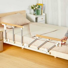 펜스 가정용 안전 와이어 방지 침대가드 가방 가드 난간, 4단 연장 목재색 95cm, 1개