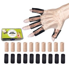 팩토리엘 압박 손가락 보호대 아대 마디 핑거슬리브, 블랙+스킨, 20개