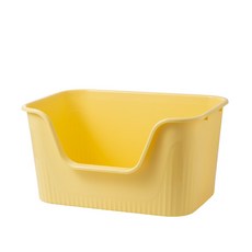 一體成形開放式低檻貓砂盆, 1個, 鵝黃色