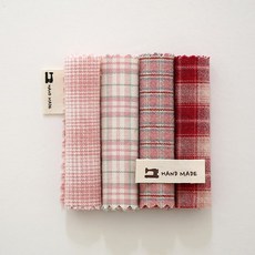 원단패키지 체크원단 자투리천 아즈미노 샤베트 핑크 4종 92799, 1/8마(27.5cmX45cm)4장, 1개