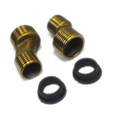 銅曲腳2入 轉接腳 附墊片 偏心接頭 水龍頭 轉接頭 轉角 牛角 S型 彎頭 調整 曲腳【AI335】, 1個