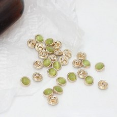 10PCS 보석 단추 라운드 골드 컬러 스커트 블라우스 11MM 금속 광택, Green