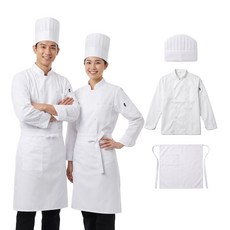 리바앤코 조리기능사 시험용 조리복세트 3종 긴팔상의 허리앞치마 모자 제과제빵