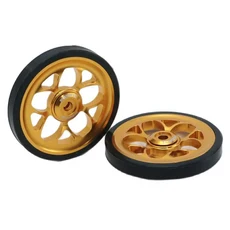 H& 1 쌍 합금 랙 70mm Brompton 접이식 자전거 롤러 액세서리 용 Easywheel 티타늄 나사 푸시 휠 세트, 14 70mm gold