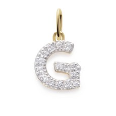 모니카비나더 14K 옐로 골드 이니셜 G 다이아몬드 펜던트